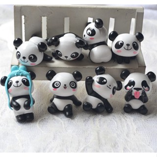 ตุ๊กตาฟิกเกอร์ PVC8 รูปแพนด้า สามมิติ สีขาว สําหรับตกแต่งสวน