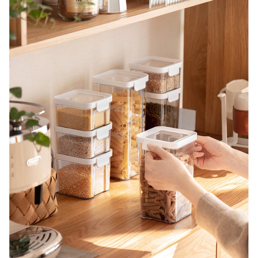 Omocha - (ฝาใส) Food container : กล่องสูญญากาศเก็บอาหารแห้ง กล่องฝาใสเก็บของในลิ้นชัก