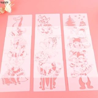 แผ่นแม่แบบฉลุลาย รูปสัตว์ ใช้ซ้ําได้ สําหรับวาดภาพระบายสี DIY