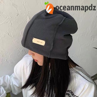 OCEANMAPDZ หมวกถัก ให้ความอบอุ่น ป้องกันหู แฟชั่นฤดูหนาว สไตล์สตรีท สําหรับผู้หญิง