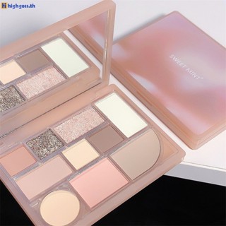 Sweet Mint Brightening Multi-Functional Makeup Plate 10 Color High-Gloss Lying Silkworm Blush Eye Shadow Waterproof And Sweat-proof highgoss.th