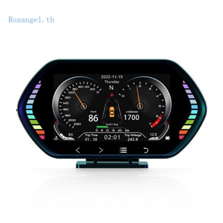 Rox เครื่องวัดความเร็วดิจิทัล OBDGPS Head Up Display IPS HUD สําหรับรถยนต์