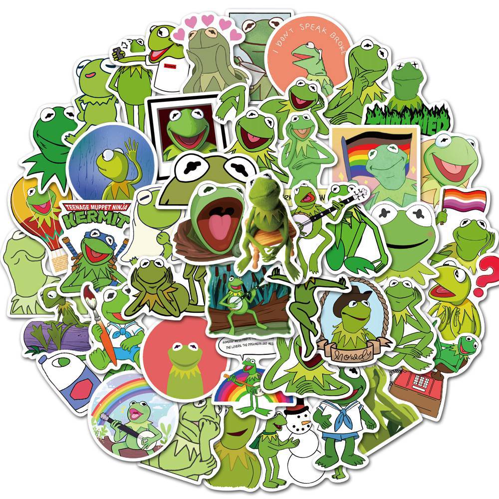 สติกเกอร์ ลายกราฟฟิติ Kermit กันน้ํา สําหรับติดตกแต่งกระเป๋าเดินทาง โน๊ตบุ๊ค จํานวน 50 ชิ้น