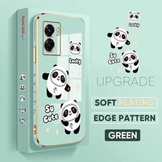 เคสโทรศัพท์มือถือ TPU แบบนิ่ม พิมพ์ลายการ์ตูนแพนด้า ป้องกันเลนส์ สําหรับ OPPO A12 A15 A16 A16E A16K A32 A33 A35 A36 A57