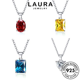 Laura Jewelry เครื่องประดับ สร้อยคอเงิน 930 จี้ไพลิน มรกต หัวใจ เพชร สําหรับผู้หญิง M036