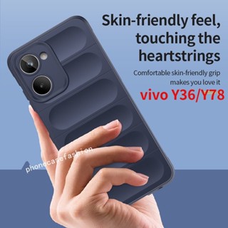 เคสโทรศัพท์มือถือ ยางซิลิโคน กันกระแทก กันรอยเลนส์กล้อง สีพื้น สําหรับ vivo Y27 NFC Y36 Y78 4G 5G 2023 Y36