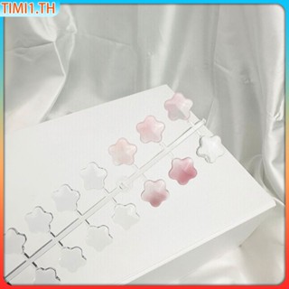 สติ๊กเกอร์ติดเล็บ 3d 2023 New Peas Camellia Heart-shaped Color Card Nail Plate Nail Plate Ice Transparent Nude Short Style | เวลา1