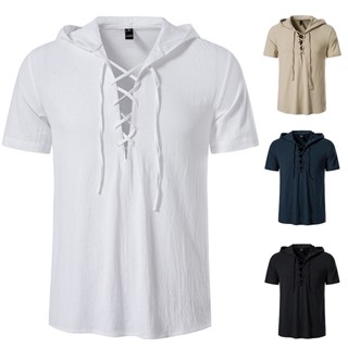 เสื้อเชิ้ตแขนสั้น มีฮู้ด สําหรับผู้ชาย
