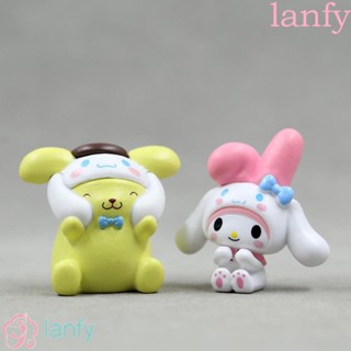 LANFY Kuromi ตุ๊กตา PVC รูปแมว Melody ขนาดเล็ก อุปกรณ์เสริม สําหรับตกแต่งบ้าน