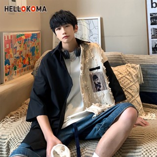 Hello KOMA เสื้อแจ็กเก็ต แขนสั้น พิมพ์ลาย Hello KOMA อินเทรนด์ สุดเท่ เหมาะกับฤดูร้อน สําหรับผู้ชาย วัยรุ่น