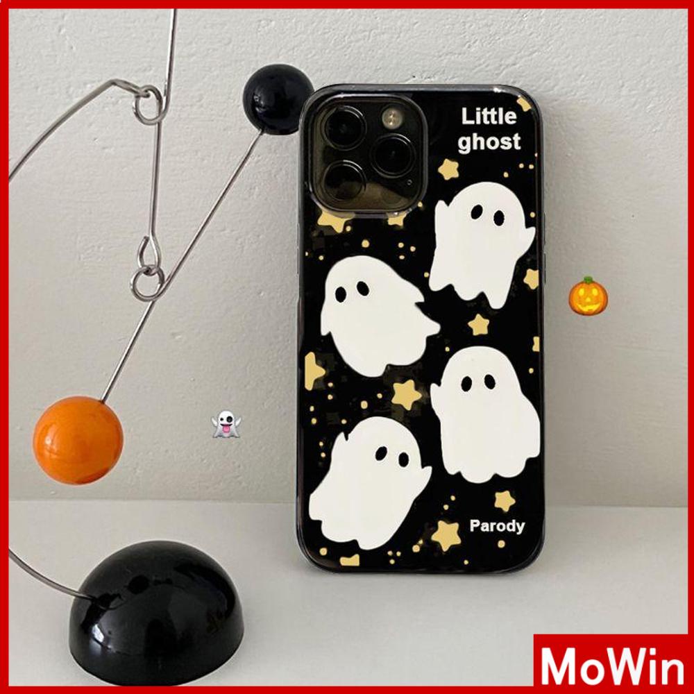 Mowin - เข้ากันได้สำหรับ 15 เคสไอโฟน11 เคส iphone 11 เคสเคลือบเงา TPU Candy Case Soft กันกระแทกป้องกันกล้องมันเงาสีดำน่ารัก Ghost เข้ากันได้กับ iPhone 13 Pro max 12 Pro Max 11 xr xs max 7 8Plus