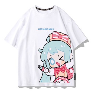 พิมพ์ลาย Hatsune Miku เสื้อยืดหญิง 2023 ใหม่ miku เจ้าหญิงสาวแขนสั้นชุดอะนิเมะฤดูร้อน