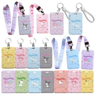SANRIO กระเป๋าใส่บัตร Pvc ลายการ์ตูน Hello Kitty Melody Kulomi พร้อมสายคล้องคอ สําหรับนักเรียน