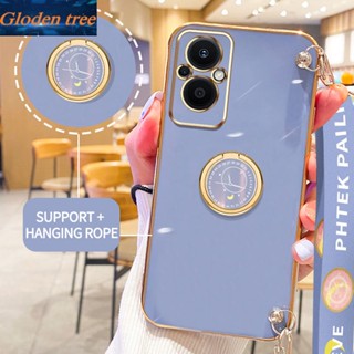 เคสโทรศัพท์มือถือ ลายต้นไม้ Gloden พร้อมขาตั้ง และสายคล้อง สําหรับ OPPO Reno 7Z Reno 8Z Reno 7 Lite Reno 5 Lite 5G F21 Pro 5G