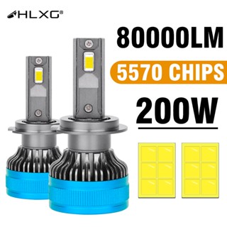 【สว่างมาก】หลอดไฟตัดหมอก Led HLXG H7 H11 H1 Canbus HB3 9005 HB4 9006 H4 LED H8 Hir2 9012 PTF 200W 80000LM 6000K สีขาว สําหรับรถยนต์