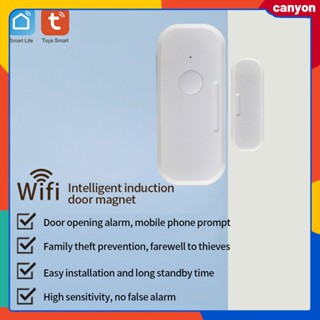 Tuya Wifi เซ็นเซอร์ประตูบ้านอัจฉริยะระบบเตือนภัยการรักษาความปลอดภัย 90db Loud Alarm App Push Notification Alert Home Anti Theft Protection canyon