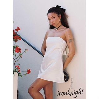 Ironknight- ชุดมินิเดรส เกาะอก โชว์หลัง สีพื้น สําหรับผู้หญิง