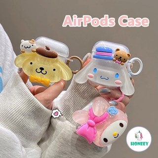 เคสหูฟังบลูทูธไร้สาย ลายการ์ตูน Melody Cinnamon 3D พร้อมแหวน สําหรับ Apple AirPods 1 2 3 AirPods Pro 2