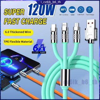 สายชาร์จ 120W 6A 3 IN 1 120W 6A Super Fast Charger USB Protecetion For Micro Type-C