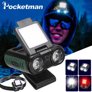 Pocketman ไฟฉายคาดศีรษะ Led ขนาดเล็ก ชาร์จ USB สําหรับตั้งแคมป์ ตกปลา