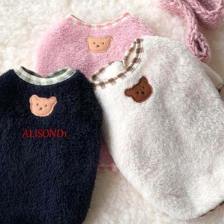 ALISOND1 เสื้อผ้าสัตว์เลี้ยง ผ้าฟลีซ ปักลายหมีน่ารัก สําหรับสุนัข ลูกสุนัข