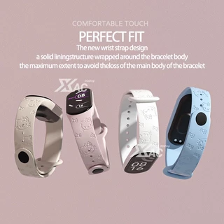 สําหรับ Xiaomi Mi 9 8 7 6 miband 6 สาย 3D เลเซอร์นูนเปลี่ยนสายรัดข้อมือสร้อยข้อมือซิลิโคนสําหรับ Xiaomi 8 miband 6 miband 7 สาย