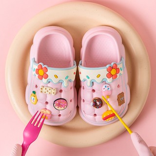 CROCS Ayuer รองเท้าแตะชายหาด EVA ลายดอกไม้น่ารัก น้ําหนักเบา DIY สําหรับเด็กผู้ชาย และเด็กผู้หญิง