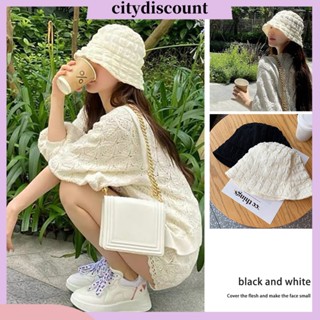 &lt;citydiscount&gt; หมวกบักเก็ต กันแดด ป้องกันใบหน้า พับได้ สีพื้น สําหรับผู้หญิง