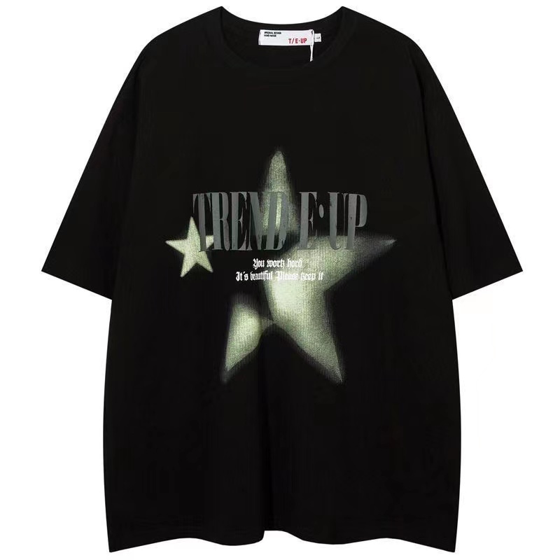 เสื้อแขนสั้น พิมพ์ลายตัวอักษร ทรงหลวม หลากสี แฟชั่นฤดูร้อน เรียบง่าย สําหรับผู้ชาย และผู้หญิง ไซซ์ 3XL