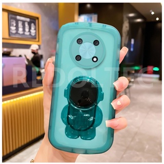 สําหรับ Huawei Nova Y70 Y90 บิ๊กอาย เจลลี่ใส เคสโทรศัพท์มือถือ ป้องกันเลนส์ TPU นิ่ม พร้อมขาตั้ง นักบินอวกาศ