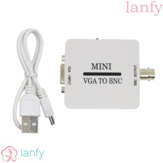 Lanfy ตัวแปลงวิดีโอ Mini HD VGA เป็น BNC เอาท์พุต VGA เอาต์พุต BNC ขนาดเล็ก สีขาว กล่องแปลง USB สายเคเบิลทีวี คอมพิวเตอร์ การแปลงภาพ