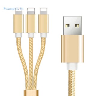 Rox 3 in 1 สายชาร์จไนล่อนถัก USB หลายช่อง สําหรับโทรศัพท์มือถือ 12 13pro