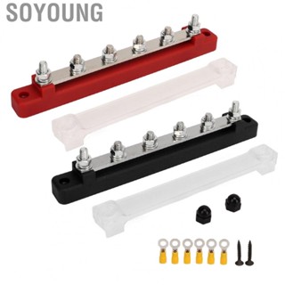 Soyoung Marine Bus Bar  150A DC12V To 48V Easy Installation Good Conductivity 6 Post Power Distribution Block M6 Studs for Cars RVs