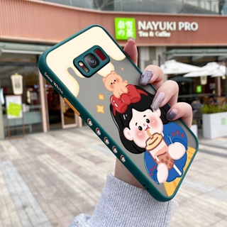 สําหรับ Samsung galaxy S8 S8 Plus เคส การ์ตูน ชานม เด็กผู้หญิง รูปแบบ บาง ด้าน สี่เหลี่ยม ขอบ การออกแบบใหม่ กันกระแทก ฝ้า ใส เคสโทรศัพท์แข็ง