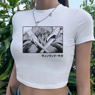 เสื้อครอปท็อป ลาย Vinland Saga yk2 fairy grunge cyber y2k สไตล์วินเทจ 90s y2k สําหรับผู้หญิง