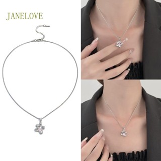 Jlove สร้อยคอโชคเกอร์ ประดับเพทาย จี้ดอกไม้ สีชมพู สไตล์มินิมอล สําหรับผู้หญิง