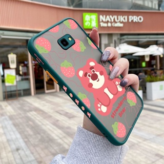 เคสโทรศัพท์ซิลิโคนแข็ง ขอบสี่เหลี่ยม กันกระแทก ลายการ์ตูนหมีสตรอเบอร์รี่ สําหรับ Samsung galaxy J4 2018 J4 Plus 2018 J4 Prime