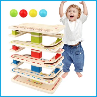 Montessori Trackers Drop and Roll Tower พร้อม 8-Tier และ 4 s Ramp Whirling Tower Game ของเล่นสําหรับเด็กวัยหัดเดิน 1-3 hjuth