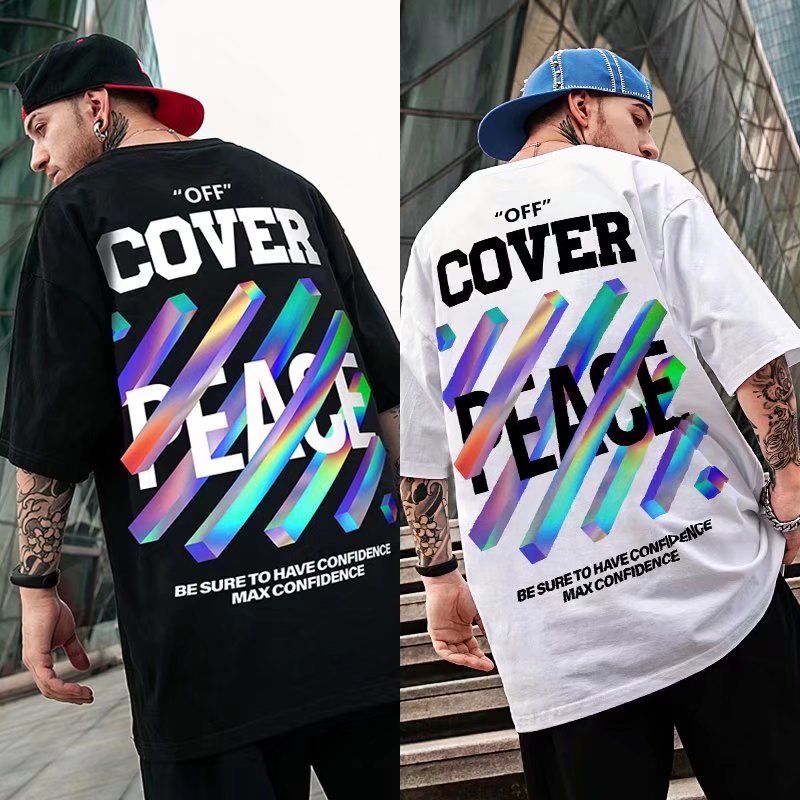 ใหม่ เสื้อยืด โอเวอร์ไซซ์ พิมพ์ลายตัวอักษร 3D ไล่โทนสี ทรงหลวม โอเวอร์ไซซ์ สไตล์เกาหลี สําหรับผู้ชาย M-8XL