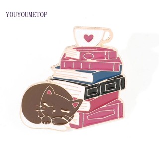 Youyo เข็มกลัด รูปการ์ตูนแมวน่ารัก สําหรับห้อยหนังสือ