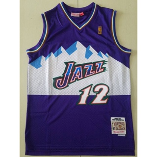 ขายดี อเนกประสงค์ NBA สําหรับผู้ชาย #12 เสื้อกีฬาบาสเก็ตบอล ลายทีม John Stockton Utah Jazz Mitchell &amp; Ness 1996-97 สีม่วง สไตล์คลาสสิก 628783