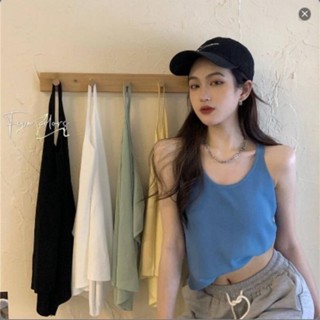 👚Anna👚 K275 เสื้อกล้าม เสื้อกล้ามแขนกุด ผ้าไหมพรม สไตล์สาวโคเรีย สไตล์เกาหลี แฟชั่นสุดเซ็กซี่น่ารัก เสื้อครอป