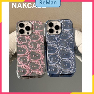          เคสโทรศัพท์มือถือชุบไฟฟ้า ลายการ์ตูนแมวน่ารัก สําหรับ Apple Iphone 14Promax 13 14Promax 14plus 13 12pro 12 11 pro max Xr Xs max 7 8 Plus 13 pro max 13 12 12pro 11promax 11