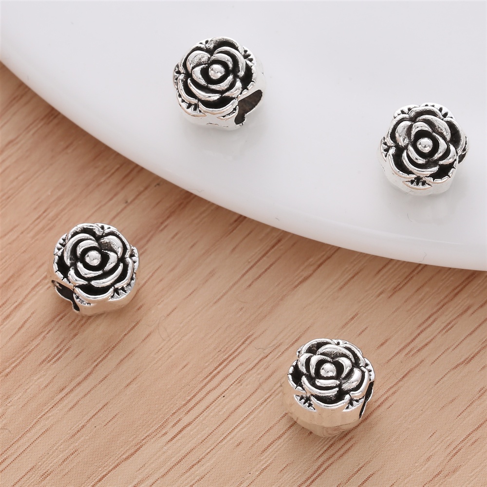 10 ชิ้น/เซ็ตดอกไม้ขนาดใหญ่ Spacer ลูกปัดอุปกรณ์เสริมสําหรับผู้หญิง Designer Charms สไตล์วินเทจสร้อยข้อมือเครื่องประดับทําอุปกรณ์