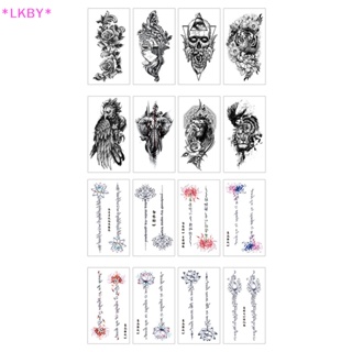 Luckybabys&gt; สติกเกอร์รอยสักชั่วคราว ลายกะโหลก ดอกไม้ ขนาดใหญ่ สีดํา