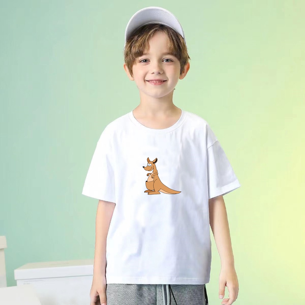 เสื้อยืดเด็ก Safari Animals ลายสัตว์น่ารักใส่ได้ทั้งเด็กชาย เด็กหญิง ผ้าCotton100% ใส่สบาย ระบายอากาศได้ดี (จิงโจ้)