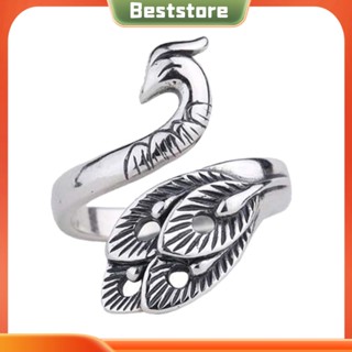 Beststore|  แหวนสวมนิ้ว รูปนกฟินิกซ์ สามารถปรับได้ สไตล์เรโทร สําหรับถักนิตติ้ง