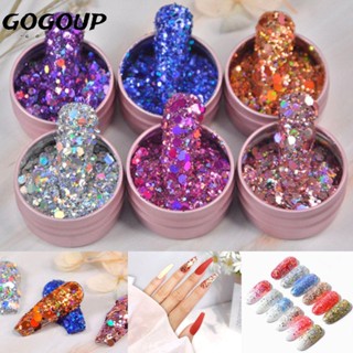 Gogoup เลื่อมเลเซอร์ หกเหลี่ยม โฮโลแกรม สําหรับตกแต่งเล็บ