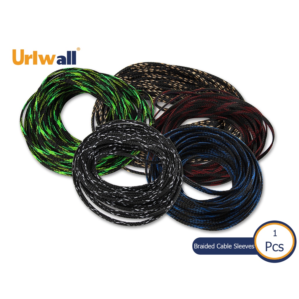 Urlwall 10M 12 สี 4 มม.6 มม.8 มม.10 มม.PET สายถักท่อสายรัดตาข่ายไนลอนปลอกขยายสามทอเข้ารหัสแขนป้องกัน