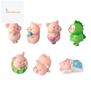 ฟิกเกอร์หมูจิ๋ว DIY อุปกรณ์เสริม สําหรับตกแต่งบ้าน สวน ภูมิทัศน์ 7 ชิ้น